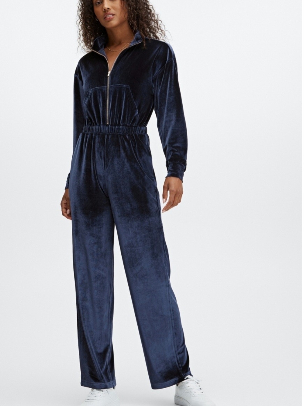 Fabletics Navy Velour Jumpsuit